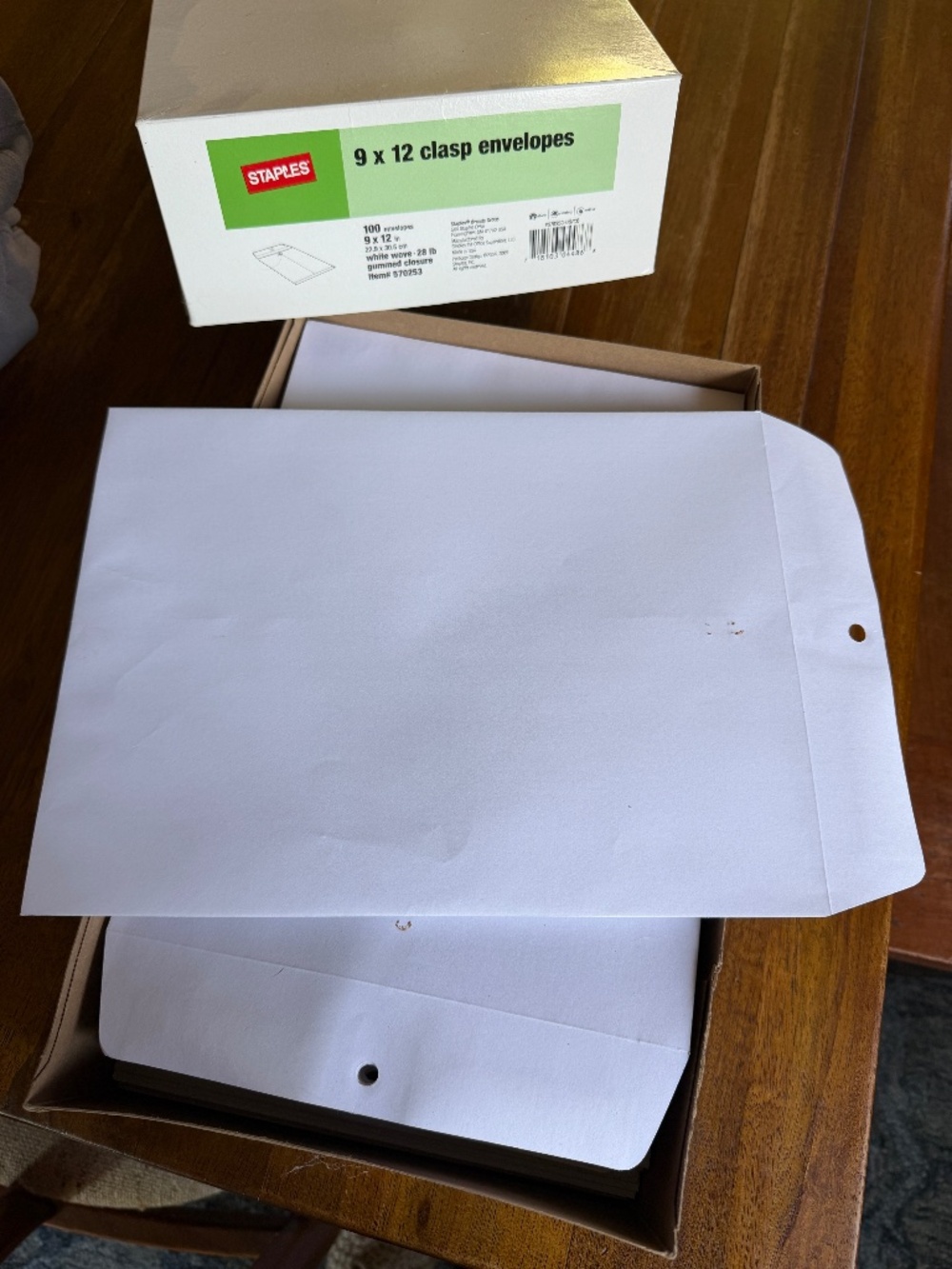 9 x 12 Wove Clasp White Envelopes with Gummed Closure (Staples)